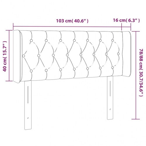 Sengegavl med LED-lys 103 x 16 x 78/88 cm fløjl - mørkegrå