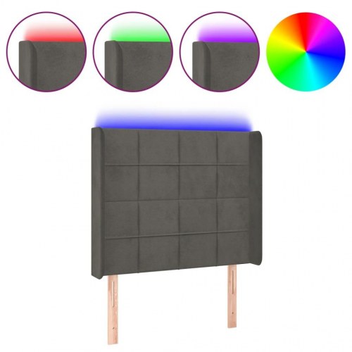 Sengegavl med LED-lys 103 x 16 x 118/128 cm - mørkegrå