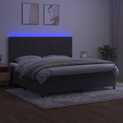 Kontinentalseng i fløjl med LED-lys 200 x 200 cm - mørkegrå