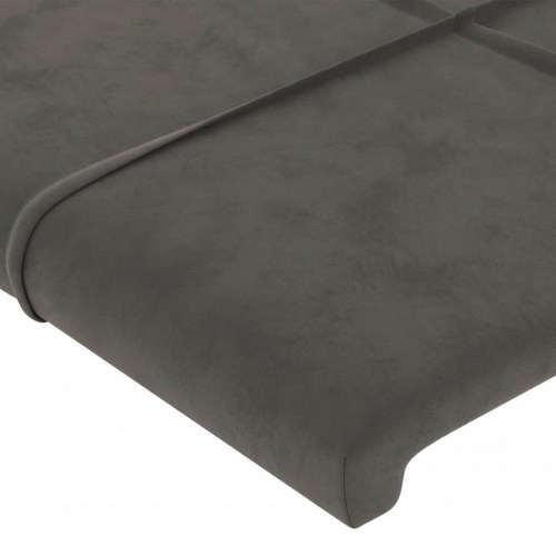 Sengegavl med LED-lys i fløjl 203 x 16 x 118/128 cm - mørkegrå
