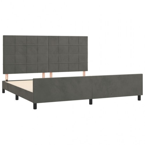 Sengeramme i fløjl med sengegavl - mørkegrå 200 × 200 cm