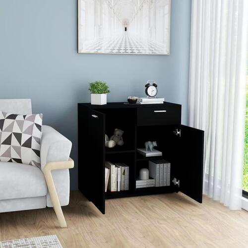 Skænk 80x36x75 cm konstrueret træ sort