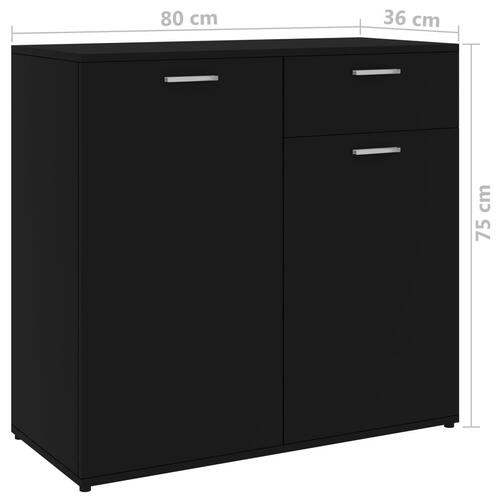 Skænk 80x36x75 cm konstrueret træ sort