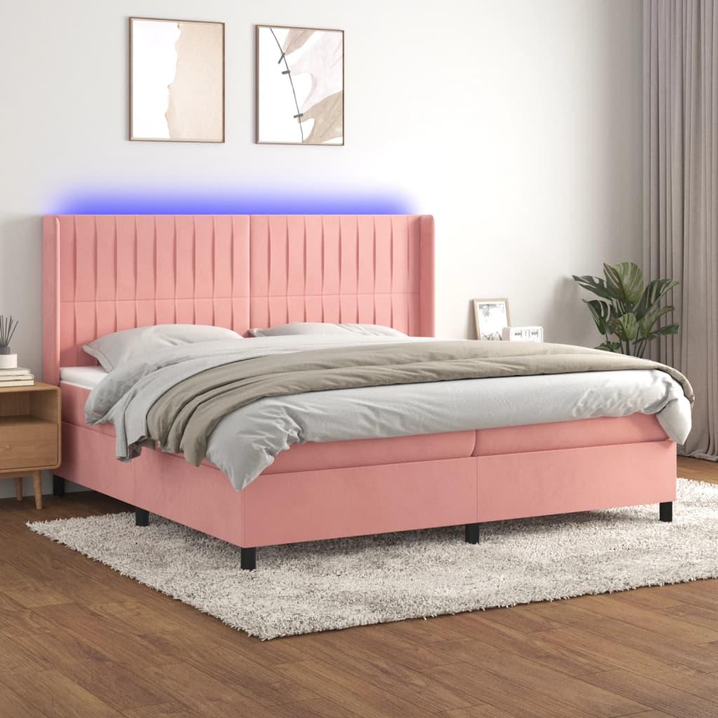 Kontinentalseng Med Led-Lys Velour Pink Lyserød - Lodrette striber / 200 x 200 cm