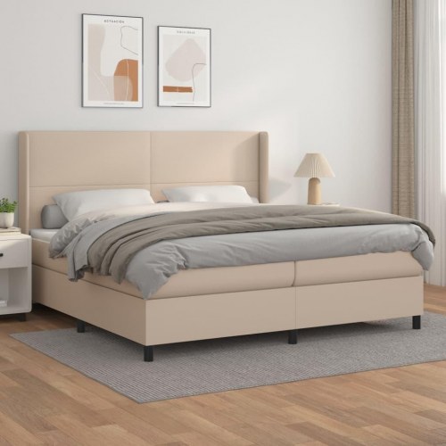 Kontinentalseng 200 x 200 cm i kunstlæder - cappuccinofarvet