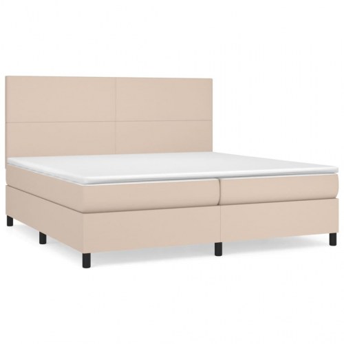 Kontinentalseng 200x200 cm i kunstlæder - cappuccinofarvet dobbeltseng