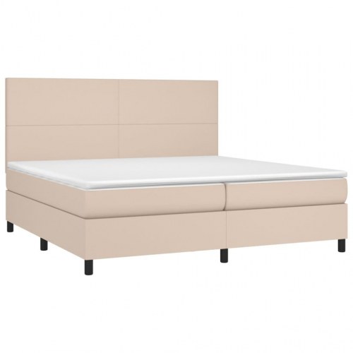 Kontinentalseng 200x200 cm i kunstlæder - cappuccinofarvet dobbeltseng