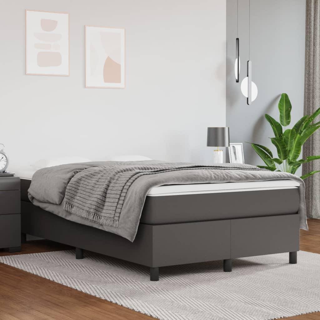 Kontinentalseng Med Madras Kunstlæder Grå - 35 cm / 120 x 200 cm