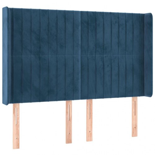 Kontinentalseng med LED-lys 140×190 cm - fløjl, mørkeblå
