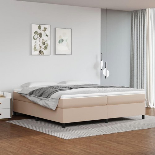 Kontinentalseng 200 x 200 cm i kunstlæder - cappuccinofarvet