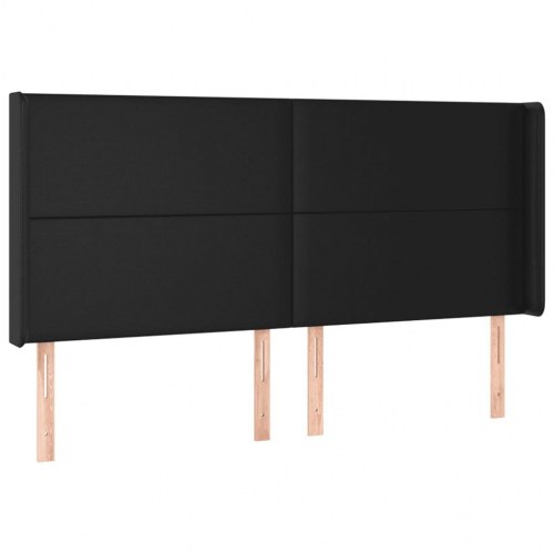 Kontinentalseng med LED-lys 200x200 cm i kunstlæder - sort
