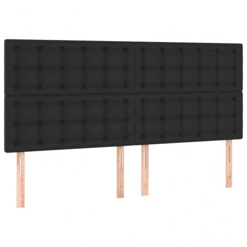 Kontinentalseng 200x200 cm med madras - kunstlæder, sort