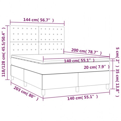 Kontinentalseng med madras 140×200 cm i sort kunstlæder