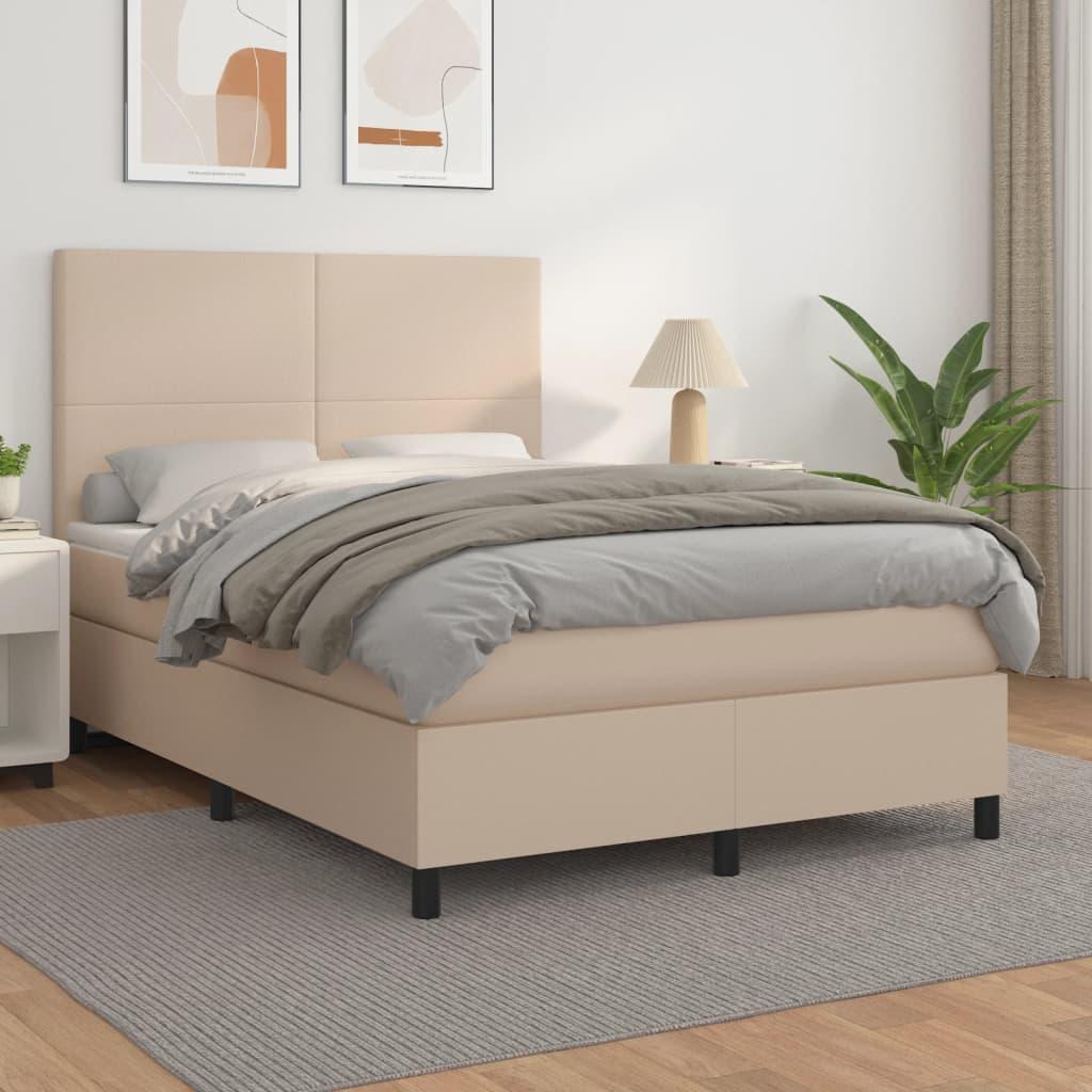 Kontinentalseng 140x200 cm kunstlæder cappuccinofarvet