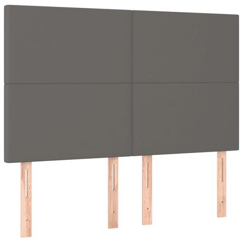 Kontinentalseng med LED-lys 140x200 cm kunstlæder grå