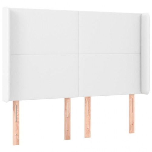 Kontinentalseng med LED-lys 140x200 cm - kunstlæder, hvid