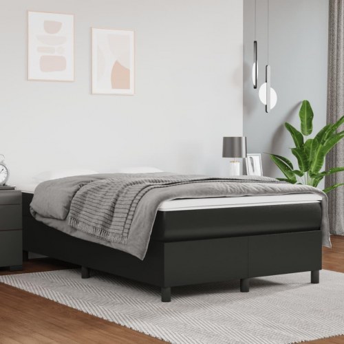 Kontinentalseng 120x200 cm i sort kunstlæder - inkl. madras og topmadras