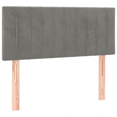 Sengegavl med LED-lys i fløjl 80 x 5 x 78/88 cm - lysegrå