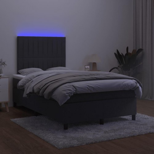 Kontinentalseng med LED-lys 120x200 cm - fløjl, sort