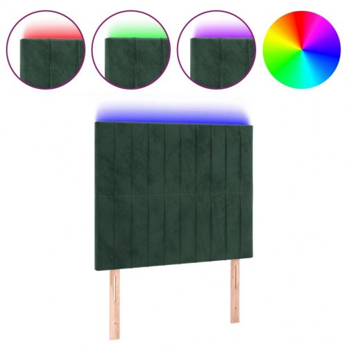 Sengegavl med LED-lys 100 x 5 x 118/128 cm - mørkegrøn