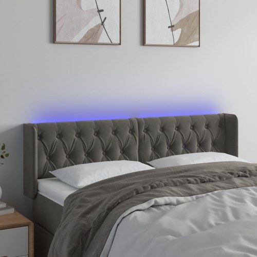 Sengegavl med LED-lys 147 x 16 x 78/88 cm - mørkegrå