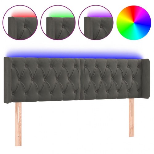 Sengegavl med LED-lys 147 x 16 x 78/88 cm - mørkegrå