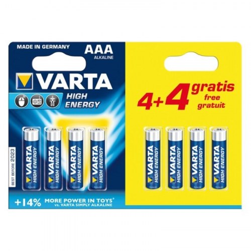 Batterier AAA Varta High Energy 1,5 V - 8 stk. alkaline