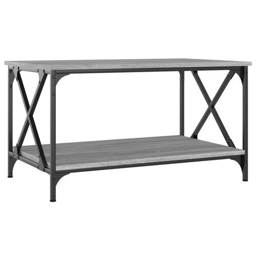 Sofabord 80x50x45 cm konstrueret træ og jern grå sonoma-eg