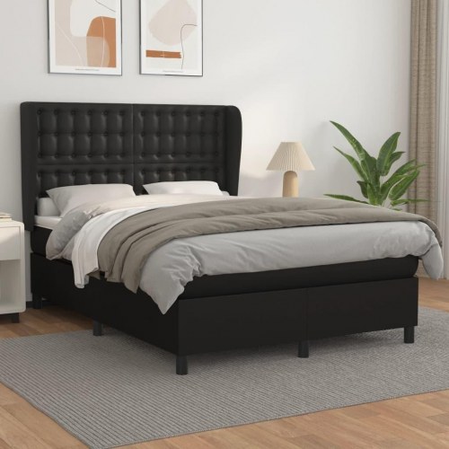 Kontinentalseng med madras 140×190 cm - kunstlæder, sort