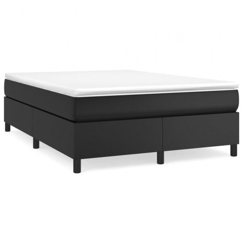 Kontinentalseng 140×190 cm i sort kunstlæder - med madras og topmadras