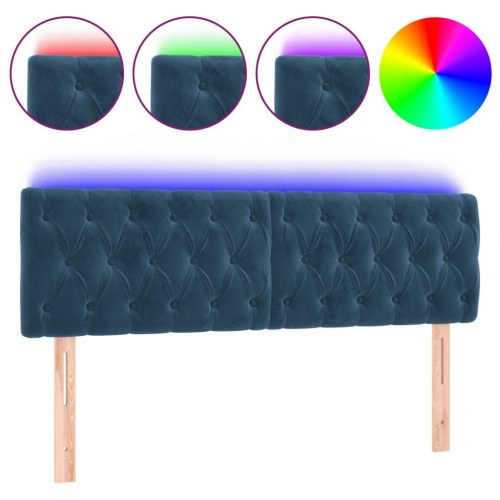 Sengegavl med LED-lys 144 x 7 x 78/88 cm - mørkeblå