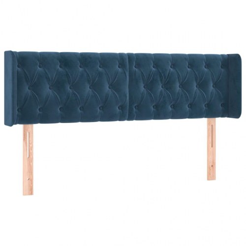 Sengegavl med kanter i fløjl 147 x 16 x 78/88 cm - mørkeblå
