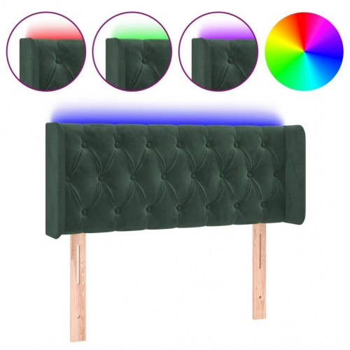 Sengegavl med LED-lys i fløjl 103 x 16 x 78/88 cm - mørkegrøn