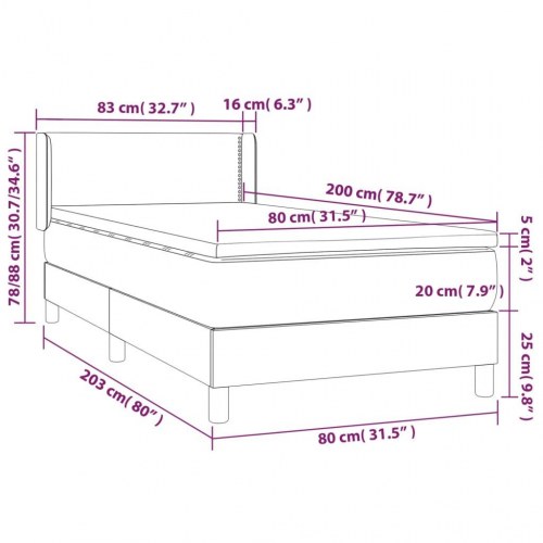 Kontinentalseng med madras 80x200 cm i gråt kunstlæder