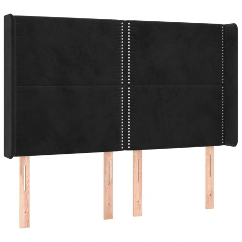 Kontinentalseng i fløjl med LED-lys 140×190 cm - sort