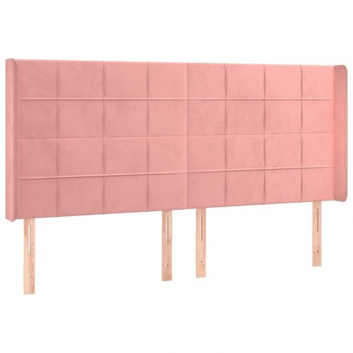 Sengegavl med kanter 203 x 16 x 118/128 cm fløjl - lyserød