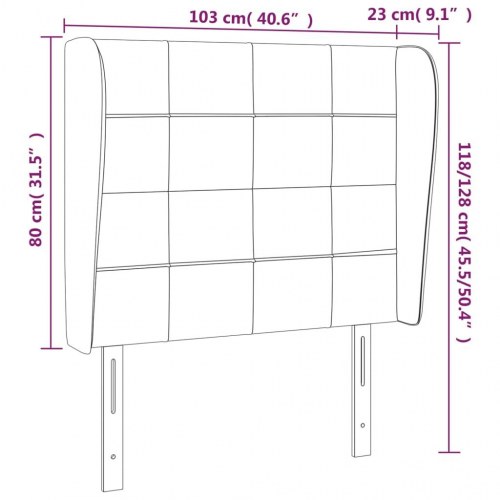 Sengegavl med kanter 103 x 23 x 118/128 cm - lyserød