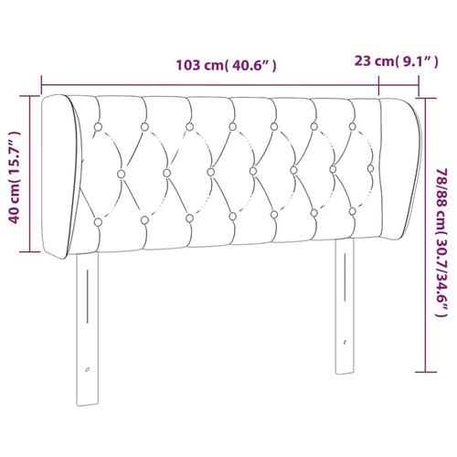 Sengegavl med kanter 103x23x78/88 cm fløjl sort
