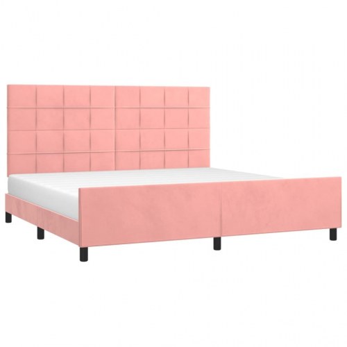 Sengeramme med sengegavl 200×200 cm i fløjl - pink