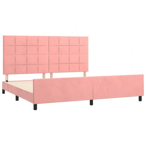 Sengeramme med sengegavl 200×200 cm i fløjl - pink