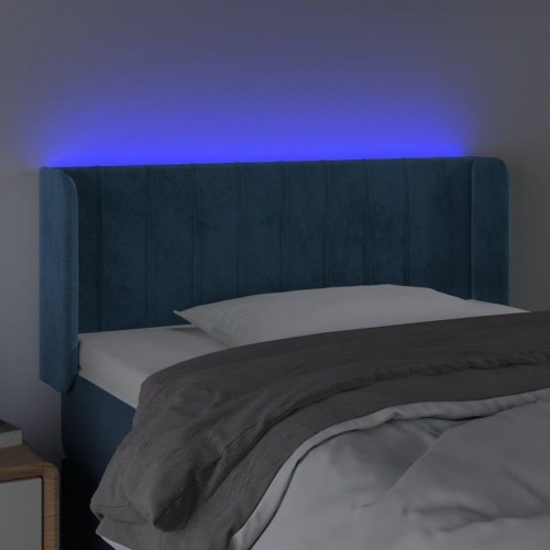 Sengegavl med LED-lys 83 x 16 x 78/88 cm - mørkeblå