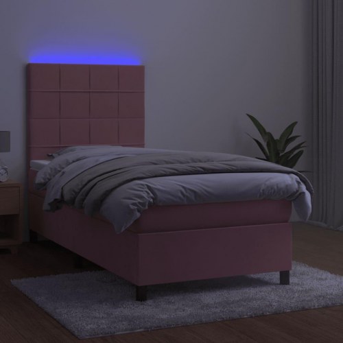Kontinentalseng i fløjl med LED-lys 100x200 cm - lyserød