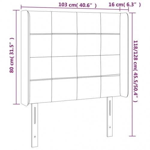 Sengegavl med LED-lys 103 x 16 x 118/128 cm - lyserød