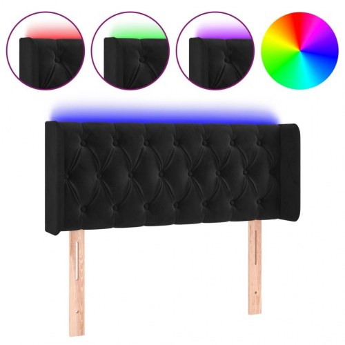 Sengegavl med LED-lys 103 x 16 x 78/88 cm - sort fløjl