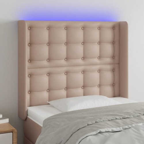 Sengegavl med LED-lys 83 x 16 x 118/128 cm - cappuccino