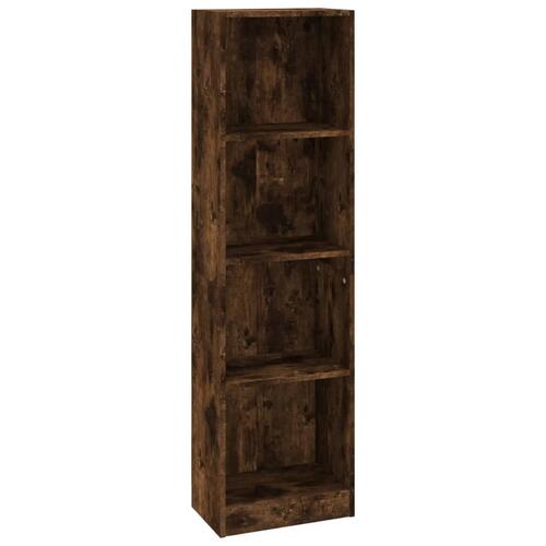 Bogreol m. 4 hylder 40x24x143 cm konstrueret træ røget egetræ