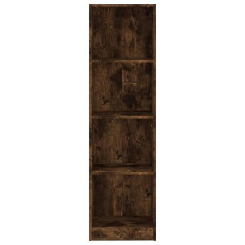 Bogreol m. 4 hylder 40x24x143 cm konstrueret træ røget egetræ