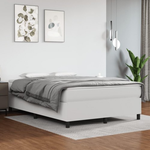 Kontinentalseng 140×190 cm i hvidt kunstlæder