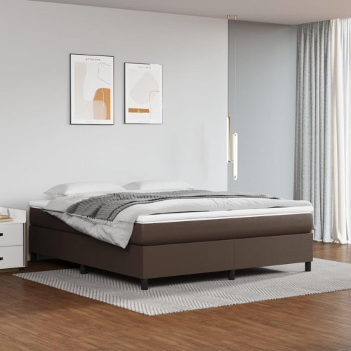 Sengeramme 180x200 cm kunstlæder brun