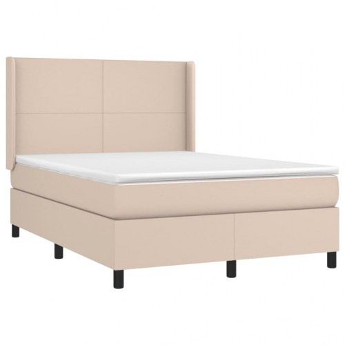 Kontinentalseng med LED-lys 140×190 cm i kunstlæder - cappuccino